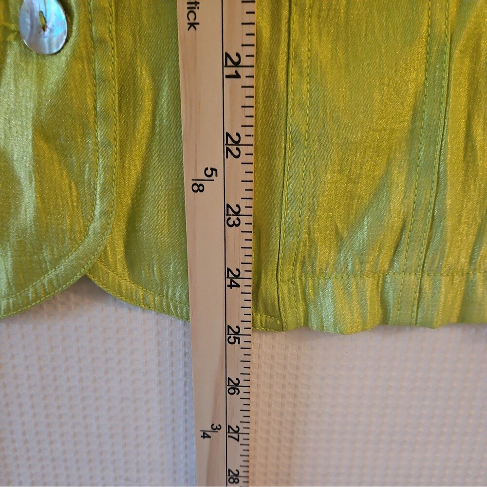 Ruby Rd. Women's 16 Green Jacket Button Front Pockets Contrast Stitching Short - Picture 4 of 5